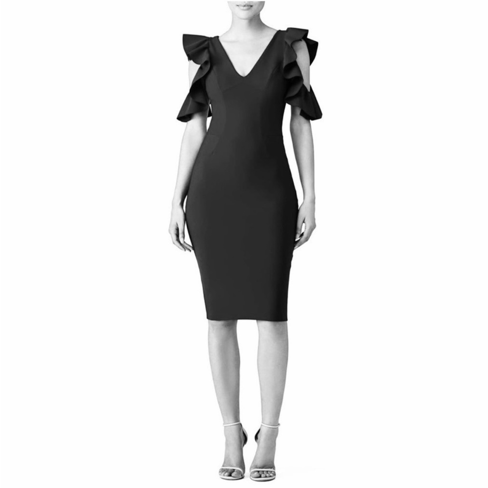 Chiara Boni Beaufort Knee-Length Cold Shoulder Ruffle Dress